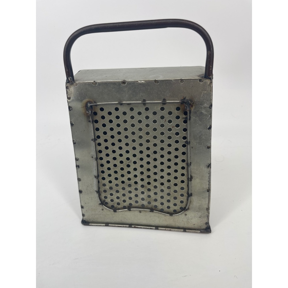 Vintage Industrial Metal Box Grater Decor Rustic Farmhouse Silver 10" Wide